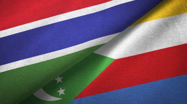 Gambiya ve Komorlar iki bayrak tekstil kumaş, kumaş doku
