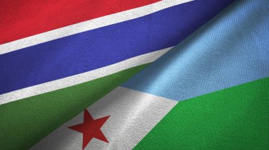 Gambiya ve Cibuti iki bayrak tekstil kumaş, kumaş doku