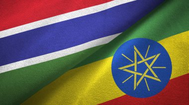 Gambiya ve Etiyopya iki bayraklar tekstil kumaş, kumaş doku