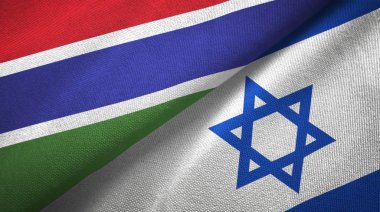 Gambiya ve İsrail iki bayrak tekstil kumaş, kumaş doku