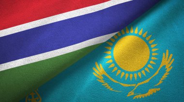 Gambiya ve Kazakistan iki bayraktekstil kumaş, kumaş doku