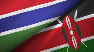 Gambiya ve Kenya iki bayrak tekstil kumaş, kumaş doku