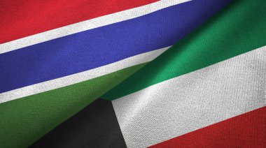 Gambiya ve Kuveyt iki bayraktekstil kumaş, kumaş doku
