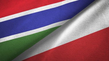 Gambiya ve Polonya iki bayraklar tekstil kumaş, kumaş doku