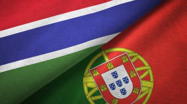 Gambiya ve Portekiz iki bayraklar tekstil kumaş, kumaş doku