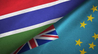 Gambiya ve Tuvalu iki bayrak tekstil kumaş, kumaş doku