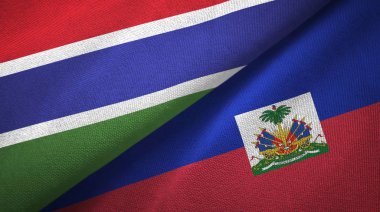 Gambiya ve Haiti iki bayraklar tekstil kumaş, kumaş doku