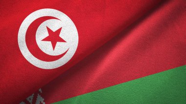 Tunus ve Beyaz Rusya iki bayraklar tekstil kumaş, kumaş doku 