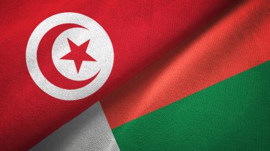 Tunus ve Madagaskar iki bayraklar tekstil kumaş, kumaş doku