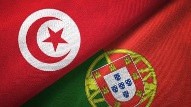 Tunus ve Portekiz iki bayraklar tekstil kumaş, kumaş doku