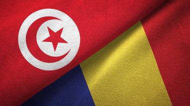 Tunus ve Romanya iki bayraktekstil kumaş, kumaş doku