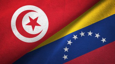 Tunus ve Venezuela iki bayraklar tekstil kumaş, kumaş doku