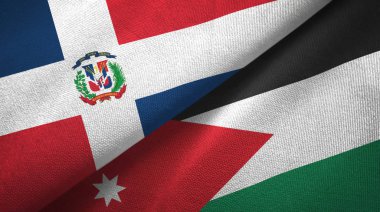 Dominik Cumhuriyeti ve Ürdün iki bayraklar tekstil kumaş, kumaş doku