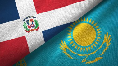 Dominik Cumhuriyeti ve Kazakistan iki bayraktekstil kumaş, kumaş doku