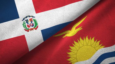 Dominik Cumhuriyeti ve Kiribati iki bayraklar tekstil kumaş, kumaş doku