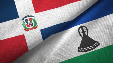 Dominik Cumhuriyeti ve Lesotho iki bayraklar tekstil kumaş, kumaş doku