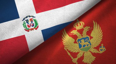 Dominik Cumhuriyeti ve Karadağ iki bayrak tekstil kumaş, kumaş doku