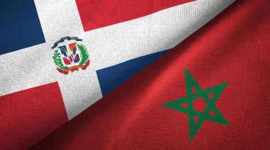 Dominik Cumhuriyeti ve Fas iki bayraklar tekstil kumaş, kumaş doku