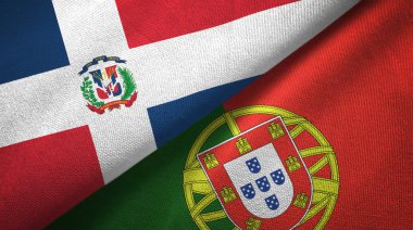 Dominik Cumhuriyeti ve Portekiz iki bayraklar tekstil kumaş, kumaş doku