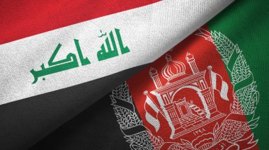 Irak ve Afganistan iki bayrak tekstil kumaş, kumaş doku 