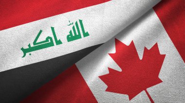 Irak ve Kanada iki bayrak tekstil kumaş, kumaş doku 