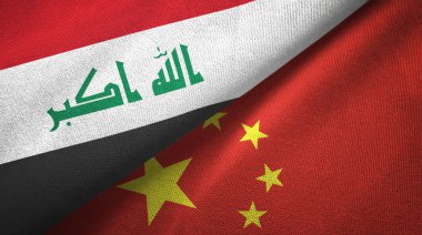 Irak ve Çin iki bayrak tekstil kumaş, kumaş doku