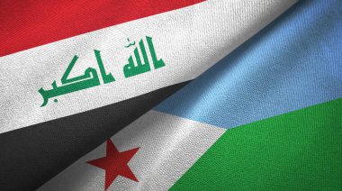 Irak ve Cibuti iki bayrak tekstil kumaş, kumaş doku