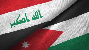Irak ve Ürdün iki bayrak tekstil kumaş, kumaş doku