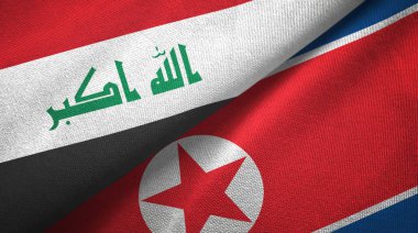 Irak ve Kuzey Kore iki bayrak tekstil kumaş, kumaş doku