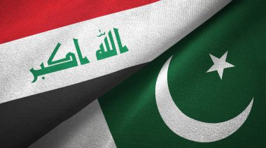 Irak ve Pakistan iki bayrak tekstil kumaş, kumaş doku