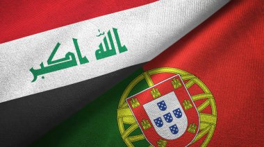 Irak ve Portekiz iki bayrak tekstil kumaş, kumaş doku
