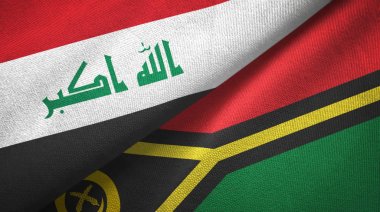 Irak ve Vanuatu iki bayrak tekstil kumaş, kumaş doku