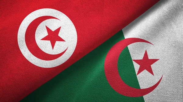 Tunus ve Cezayir iki bayraktekstil kumaş, kumaş doku — Stok fotoğraf