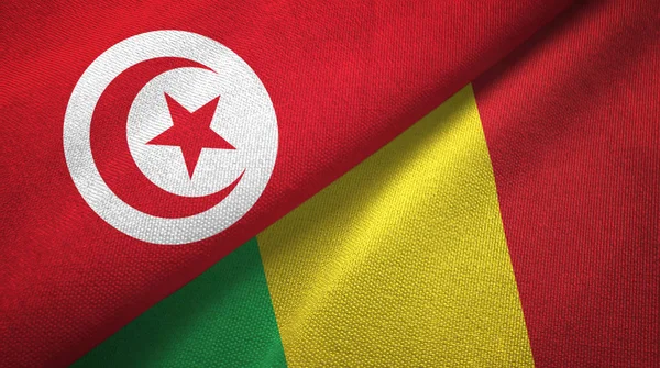 Tunus ve Mali iki bayraklar tekstil kumaş, kumaş doku — Stok fotoğraf