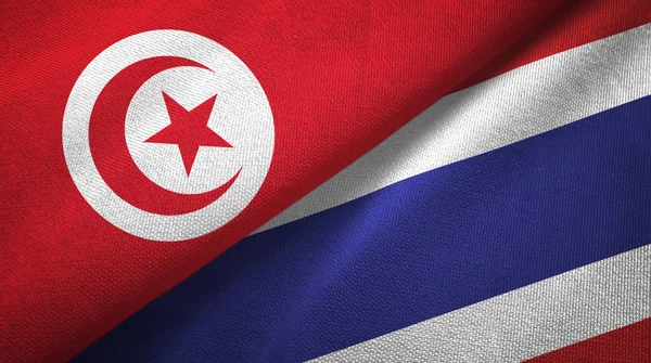 Tunisia and Thailand two flags textile cloth, fabric texture