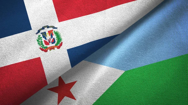 Dominican Republic and Djibouti two flags textile cloth, fabric texture — Stock Photo, Image