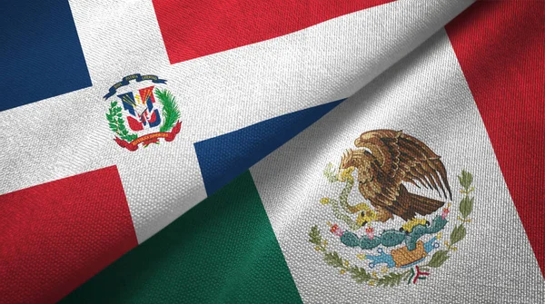 stock image Dominican Republic and Mexico two flags textile cloth, fabric texture