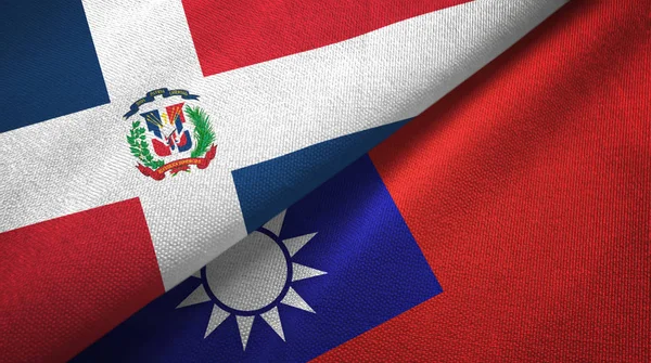 Dominican Republic and Taiwan two flags textile cloth, fabric texture — Stock Photo, Image