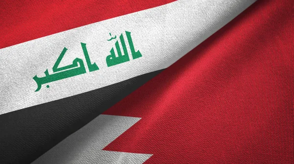 Irak und Bahrain zwei Flaggen Textiltuch, Textiltextur — Stockfoto