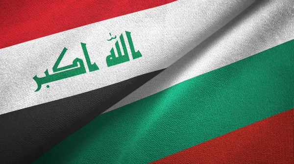 Iraq y Bulgaria dos banderas tela textil, textura de la tela —  Fotos de Stock