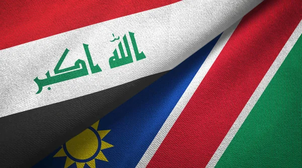 Irak und Namibia zwei Flaggen Textiltuch, Textiltextur — Stockfoto