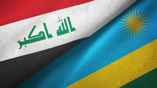 Irak und Ruanda zwei Flaggen Textiltuch, Textilstruktur — Stockfoto