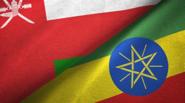 Umman ve Etiyopya iki bayrak tekstil kumaş, kumaş doku