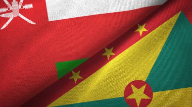 Umman ve Grenada iki bayrak tekstil kumaş, kumaş doku