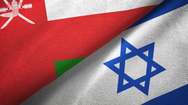 Umman ve İsrail iki bayrak tekstil kumaş, kumaş doku