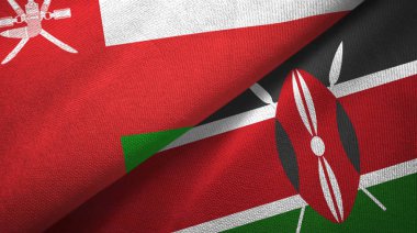 Umman ve Kenya iki bayrak tekstil kumaş, kumaş doku