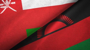 Umman ve Malavi iki bayrak tekstil kumaş, kumaş doku