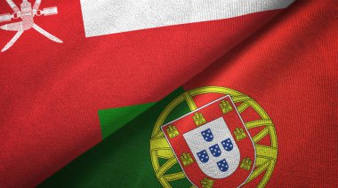 Umman ve Portekiz iki bayraktekstil kumaş, kumaş doku