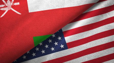 Umman ve Amerika Birleşik Devletleri iki bayraklar tekstil kumaş, kumaş doku