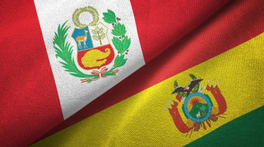 Peru ve Bolivya iki bayraklar tekstil kumaş, kumaş doku 